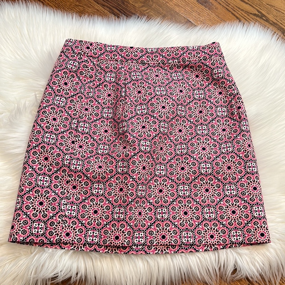 J. Crew Pink Printed Basketweave Skirt